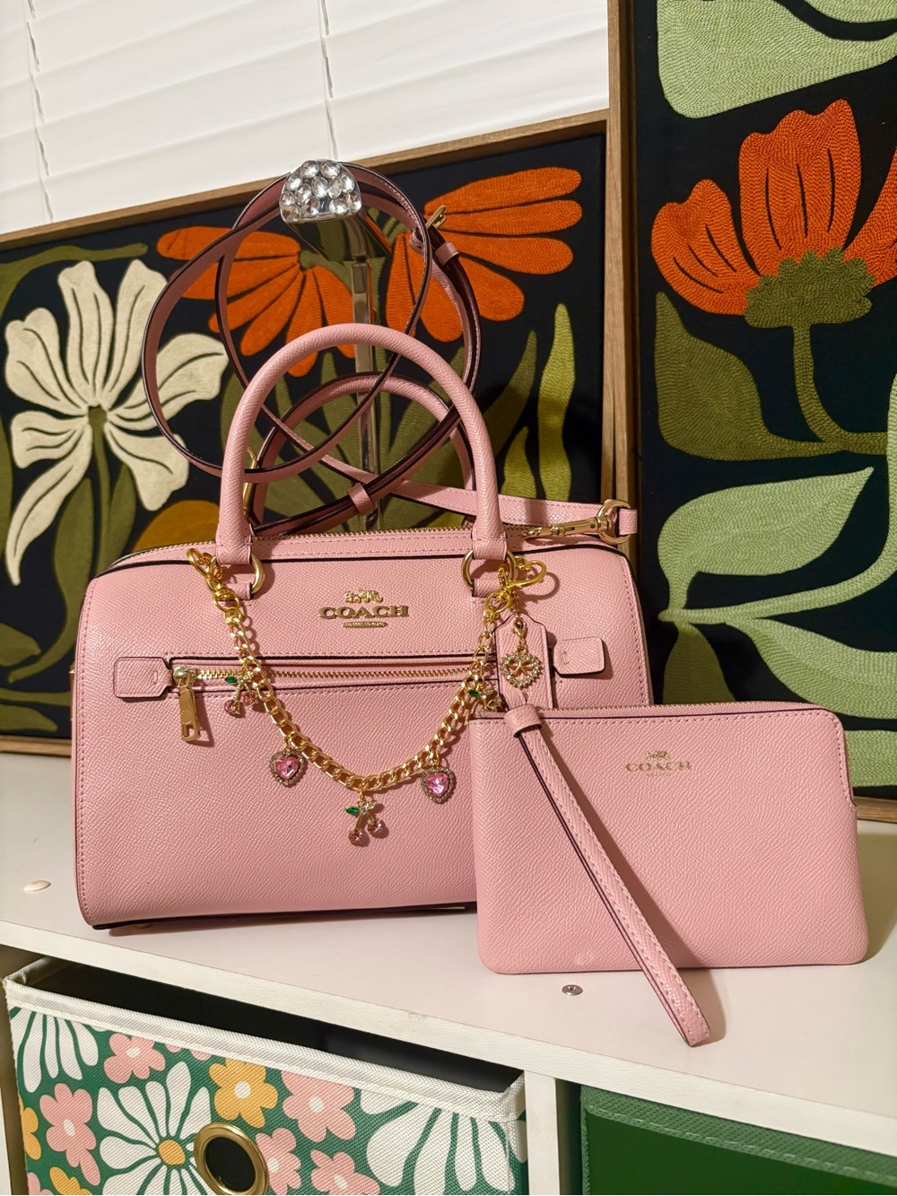 Coach 🌸Pink Rowan Satchel with Wristlet🌸